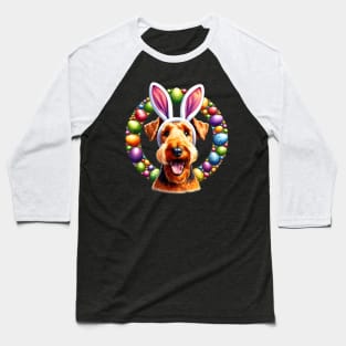 Irish Terrier Celebrates Easter with Bunny Ears and Colorful Eggs Baseball T-Shirt